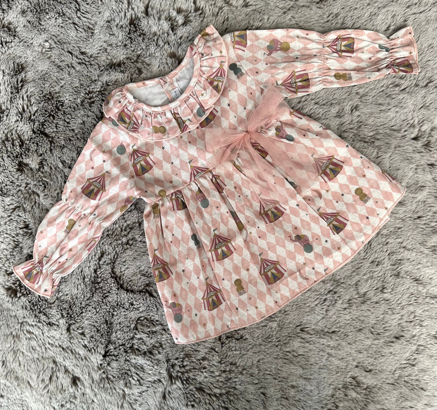 Calamaro Dusky Pink Circus Print Dress
