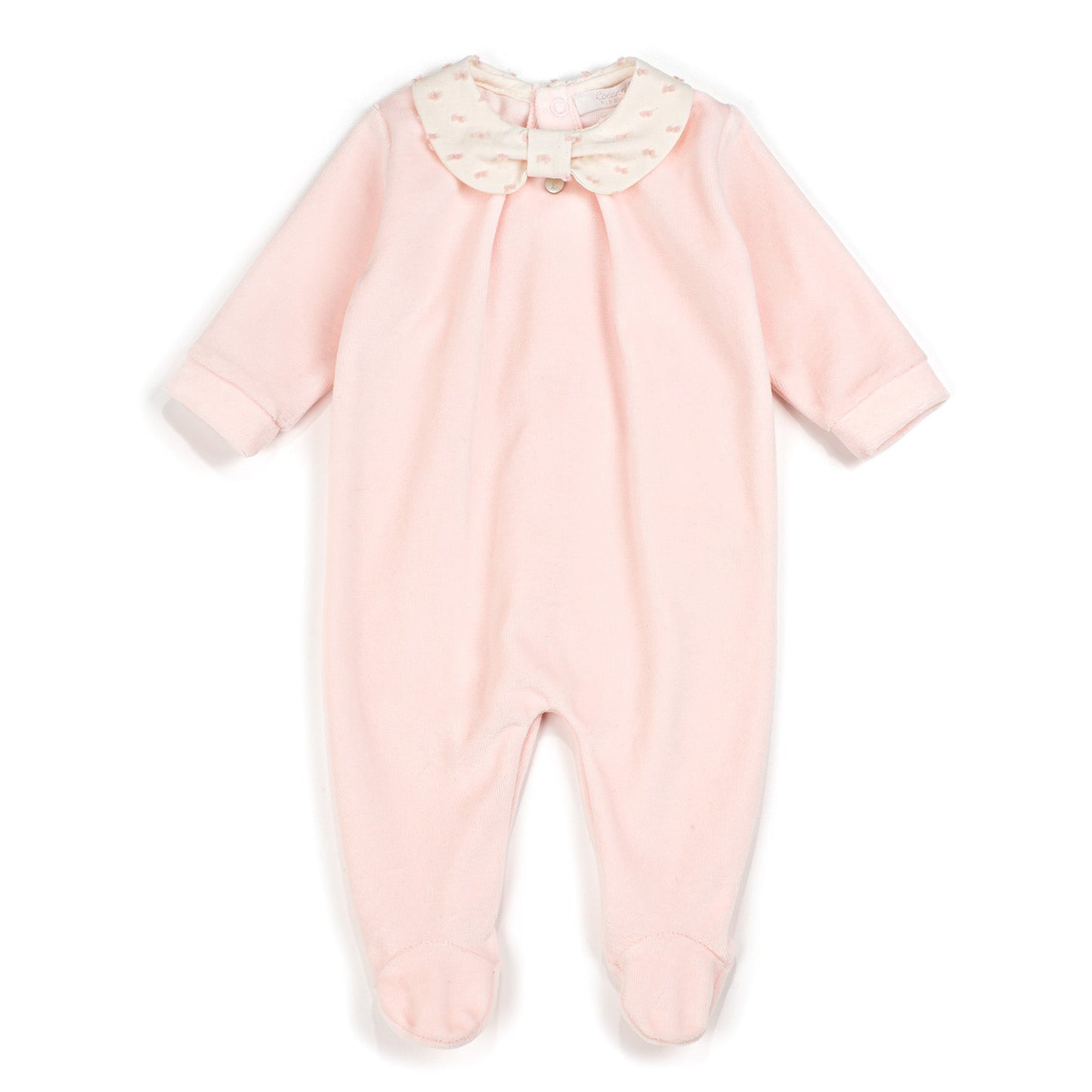 Coccode Pale Pink Velour and Pink Plummetti Collar Babygrow