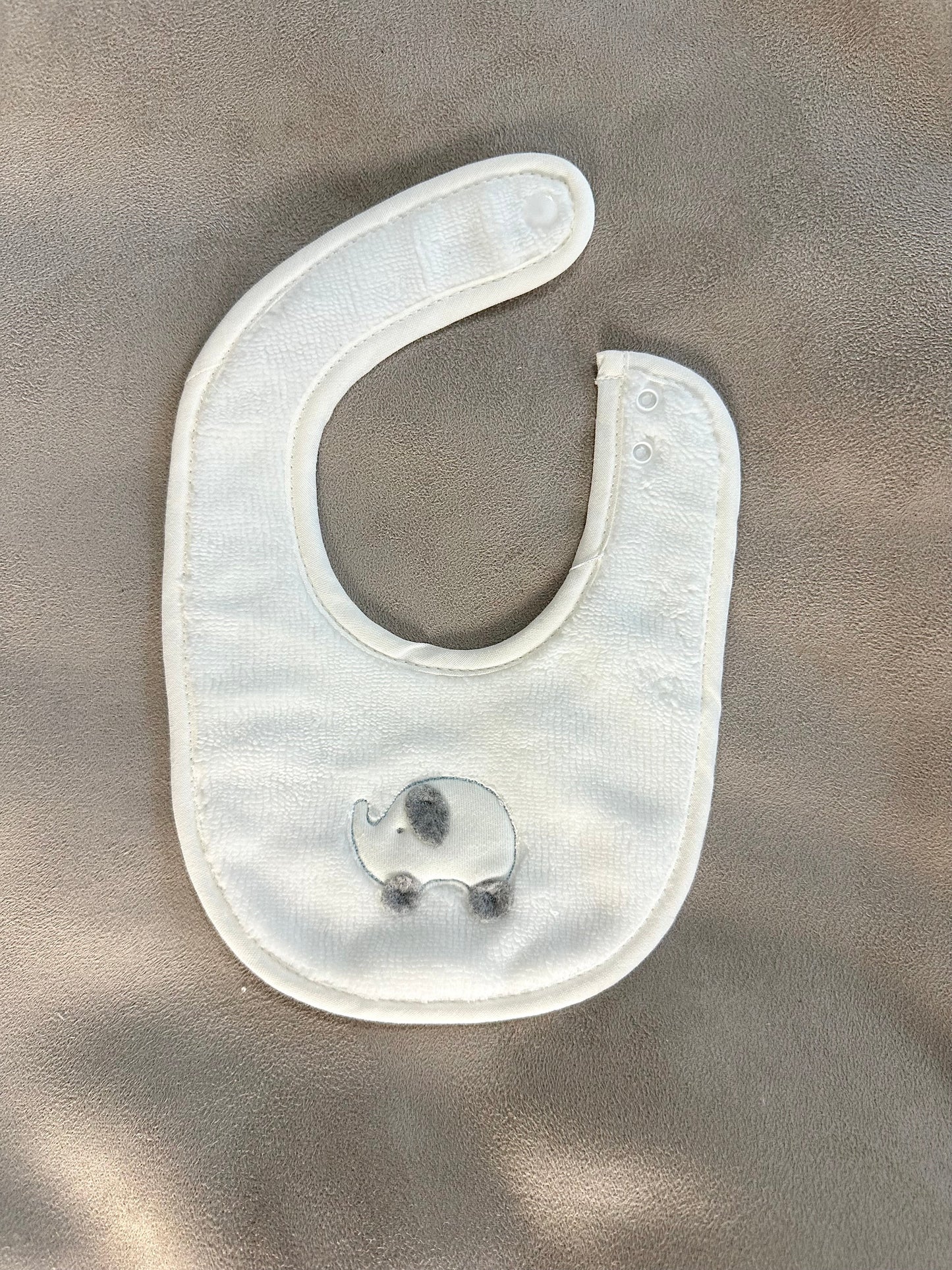 Coccode White/Blue Bamboo Mix Elephant Motif Bib
