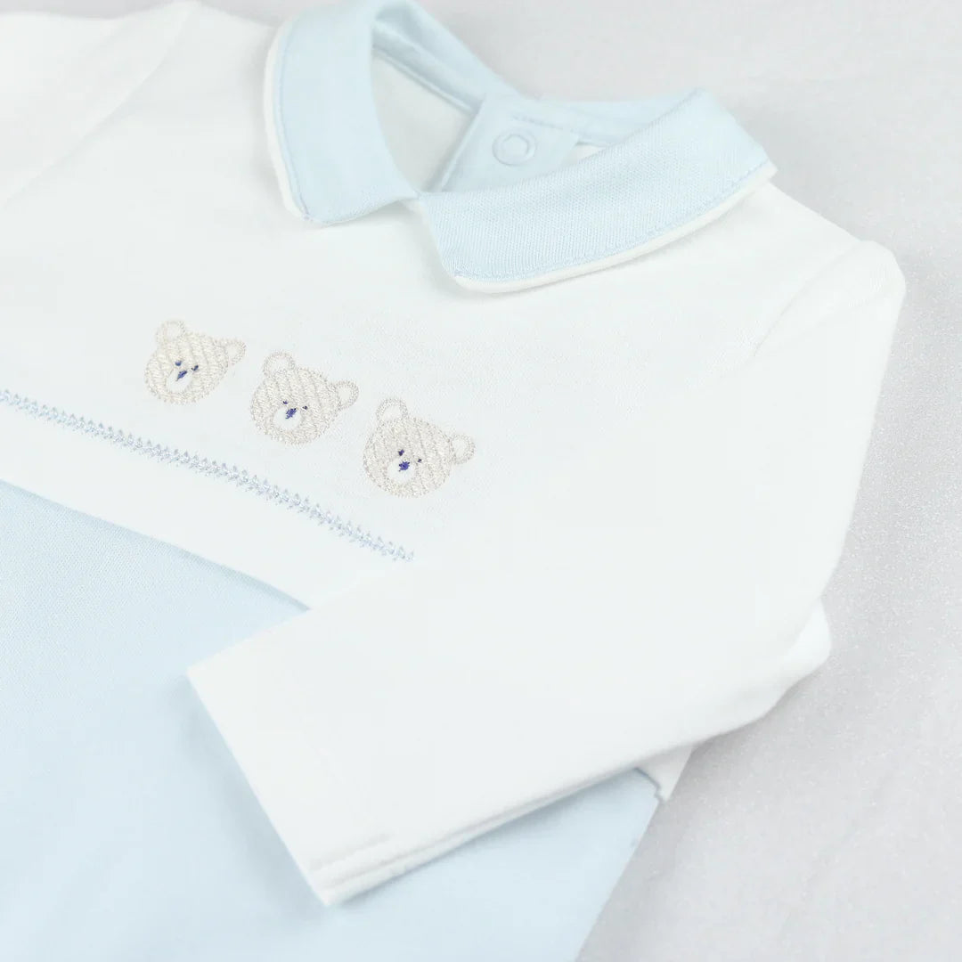 Emile et Rose ‘Jasper’ Blue & White Babygrow & Hat Set