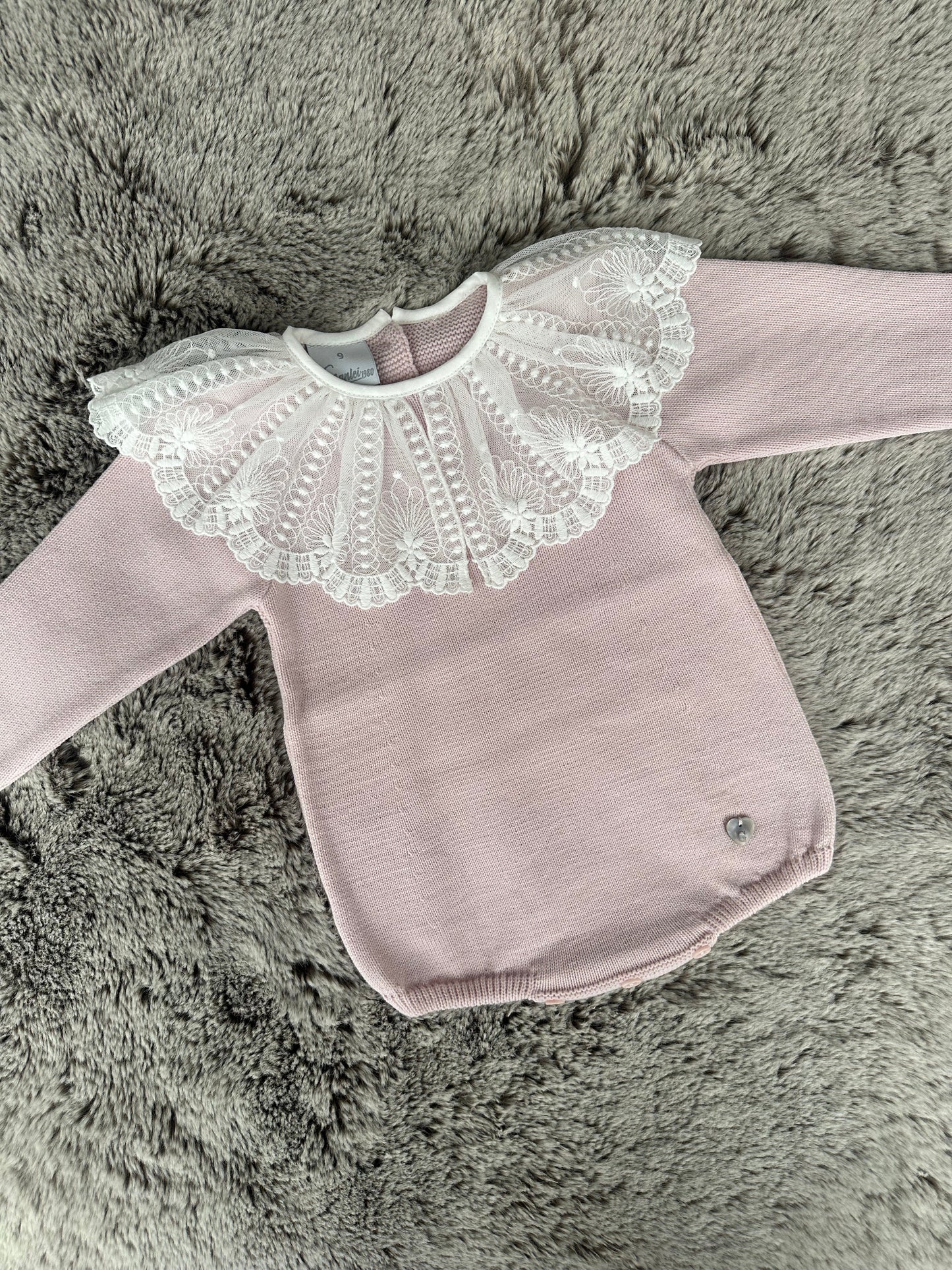 Granlei Dusky Pink & Ivory Lace Collared Romper
