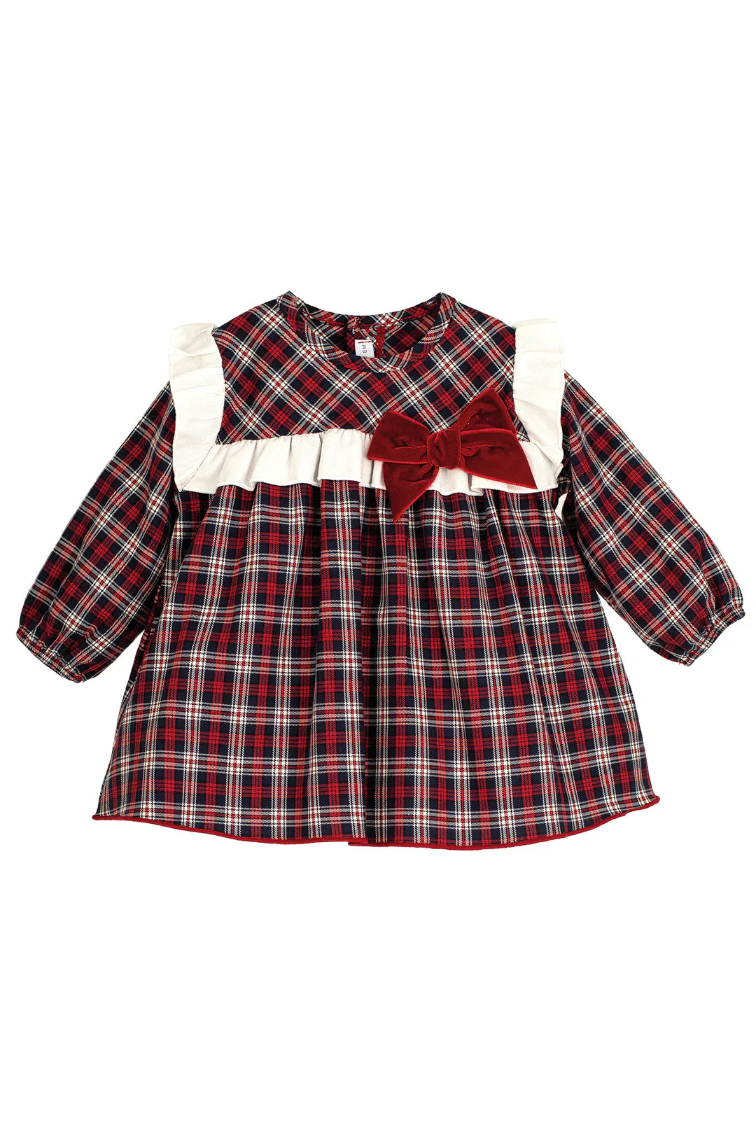 Calamaro Navy, Burgundy & White Tartan Dress