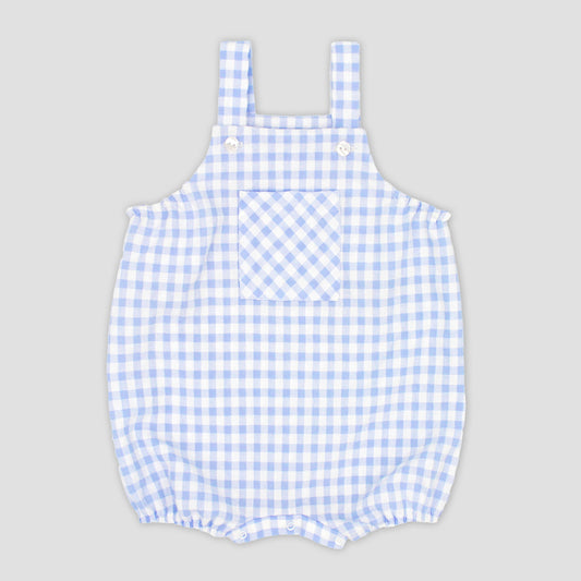 Rapife Blue & White Check Boys Dungaree Romper