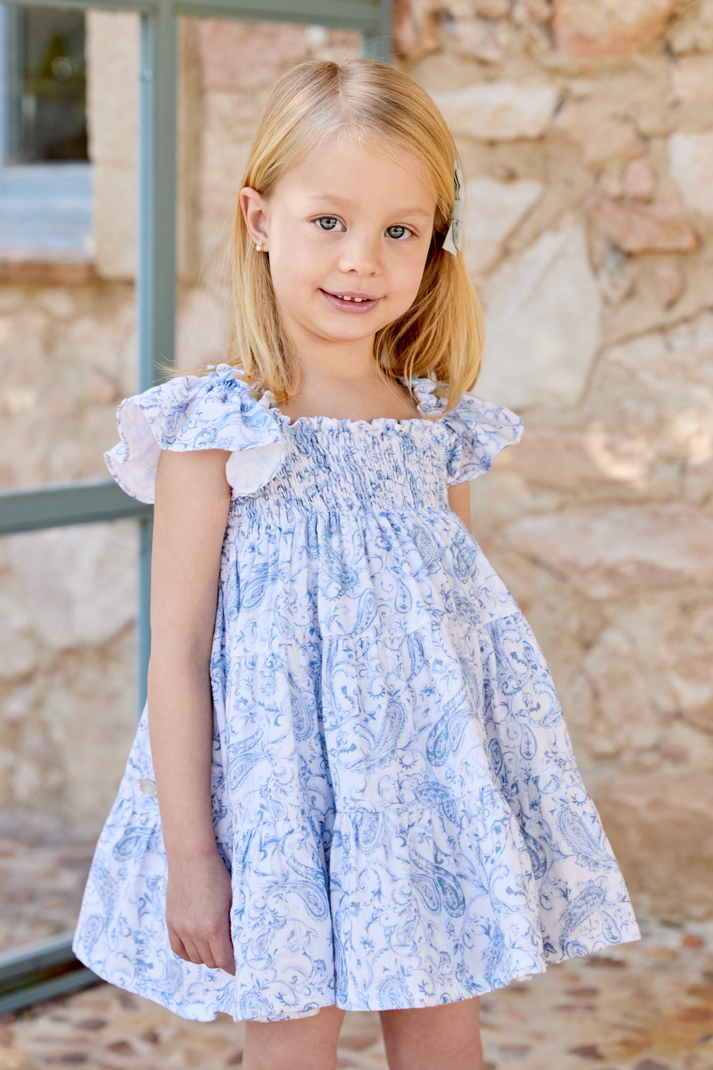 Martin Aranda Blue & White Paisley Print Dress