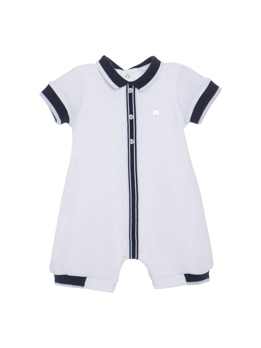 Patachou Baby Boys White & Navy Romper