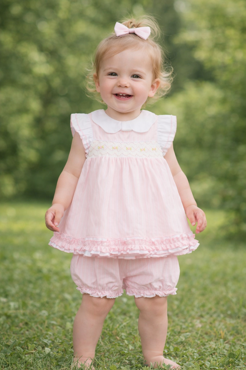 Beau Kids Smocked Dress & Pants Set