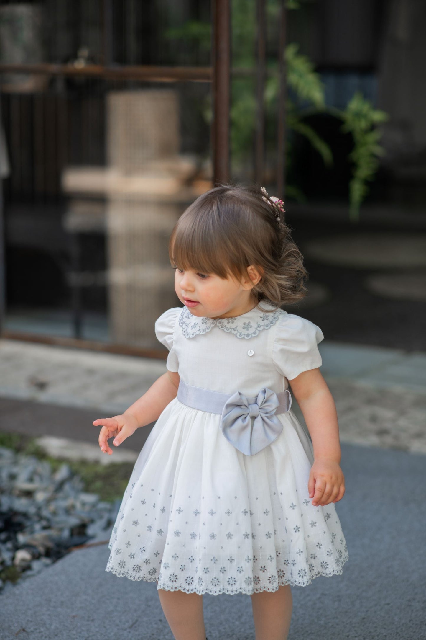 SS22 Piccola Speranza White & Silver Embroidered Dress