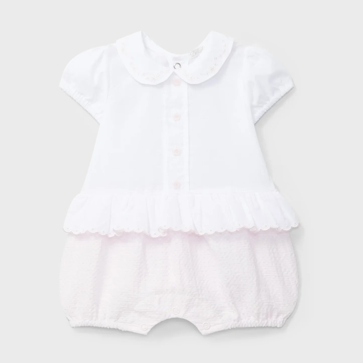 Dr. Kid White & Pink Embroidered Romper