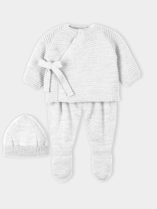 Mac Ilusion White Knitted 3-Piece Wrap Top Set