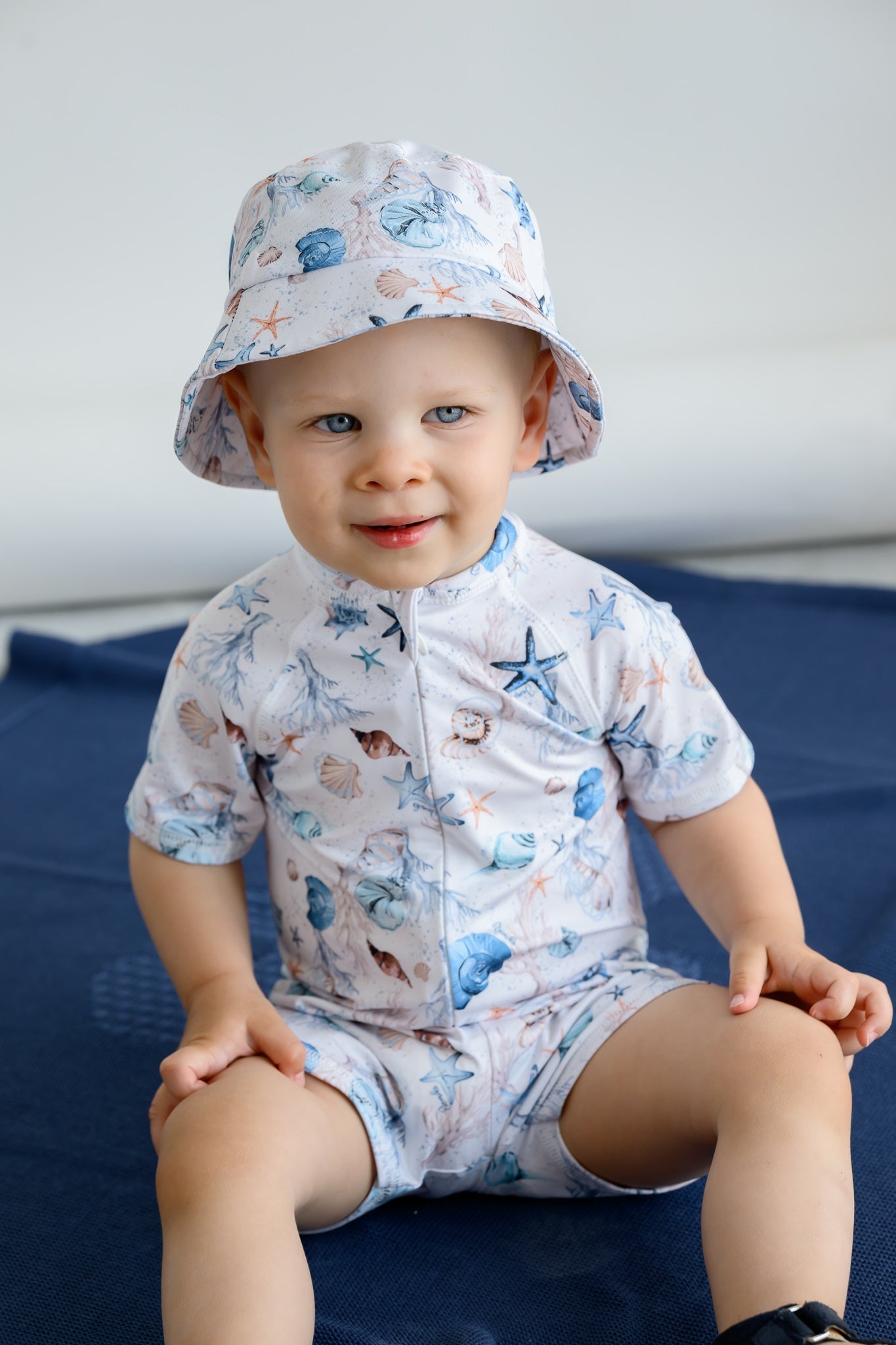 Jamiks Coast Baby Boys White & Shell Print Swimsuit