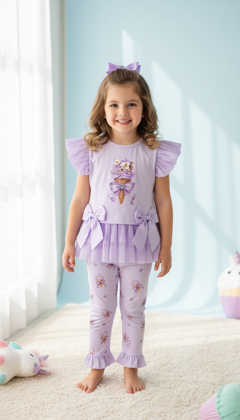 Giorgio Bambini Lilac Ice Cream Leggings Set