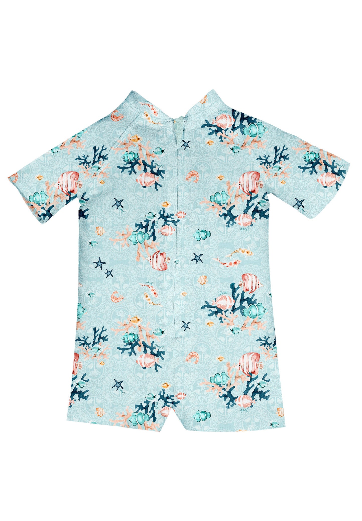 Jamiks Neptune Baby Boys Blue & Aquatic Print Swimsuit