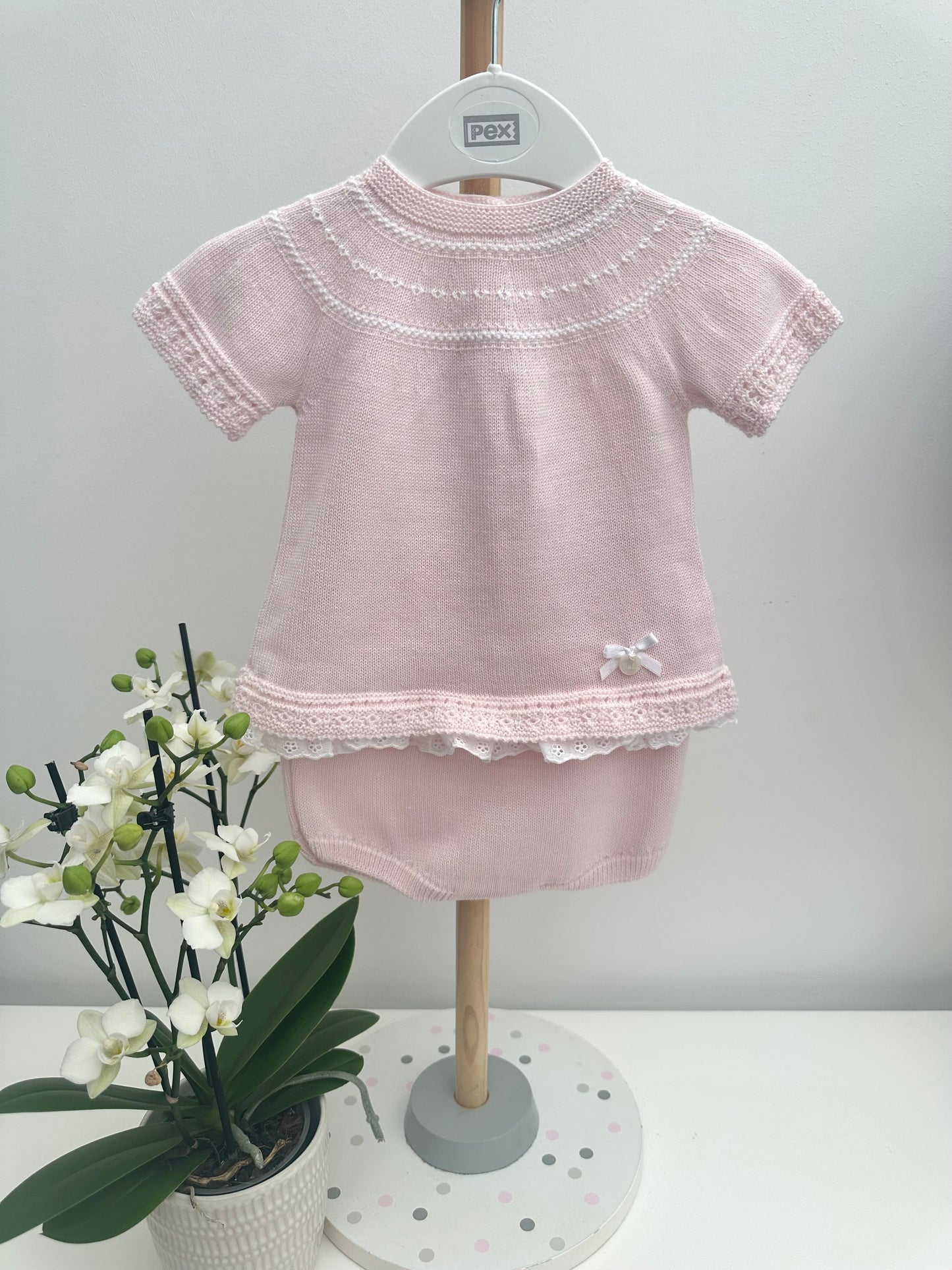 Pex Pale Pink Knitted Jam Pant Set