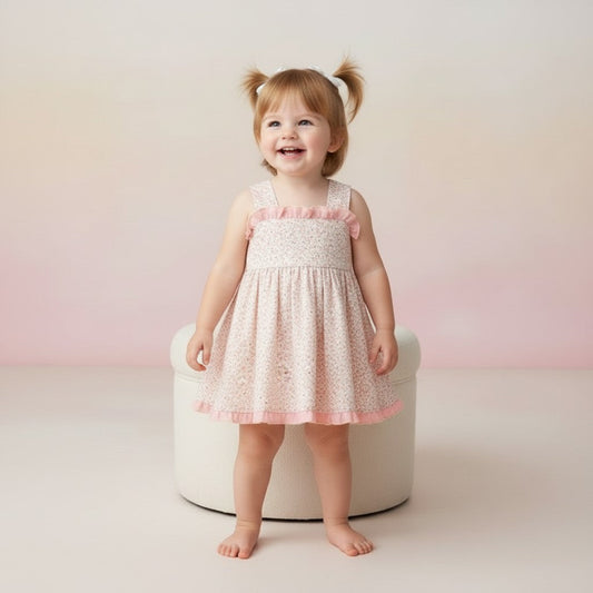 Calamaro Girls Ditsy Print Dress & Pants Set