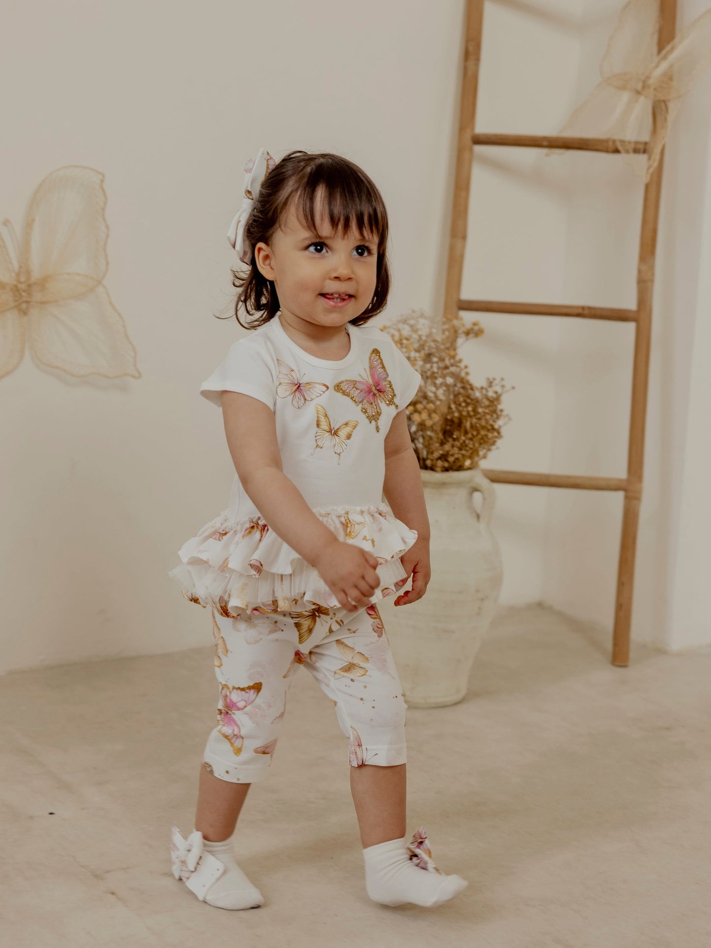 Daga Ivory Butterfly Print Tunic & Legging Set