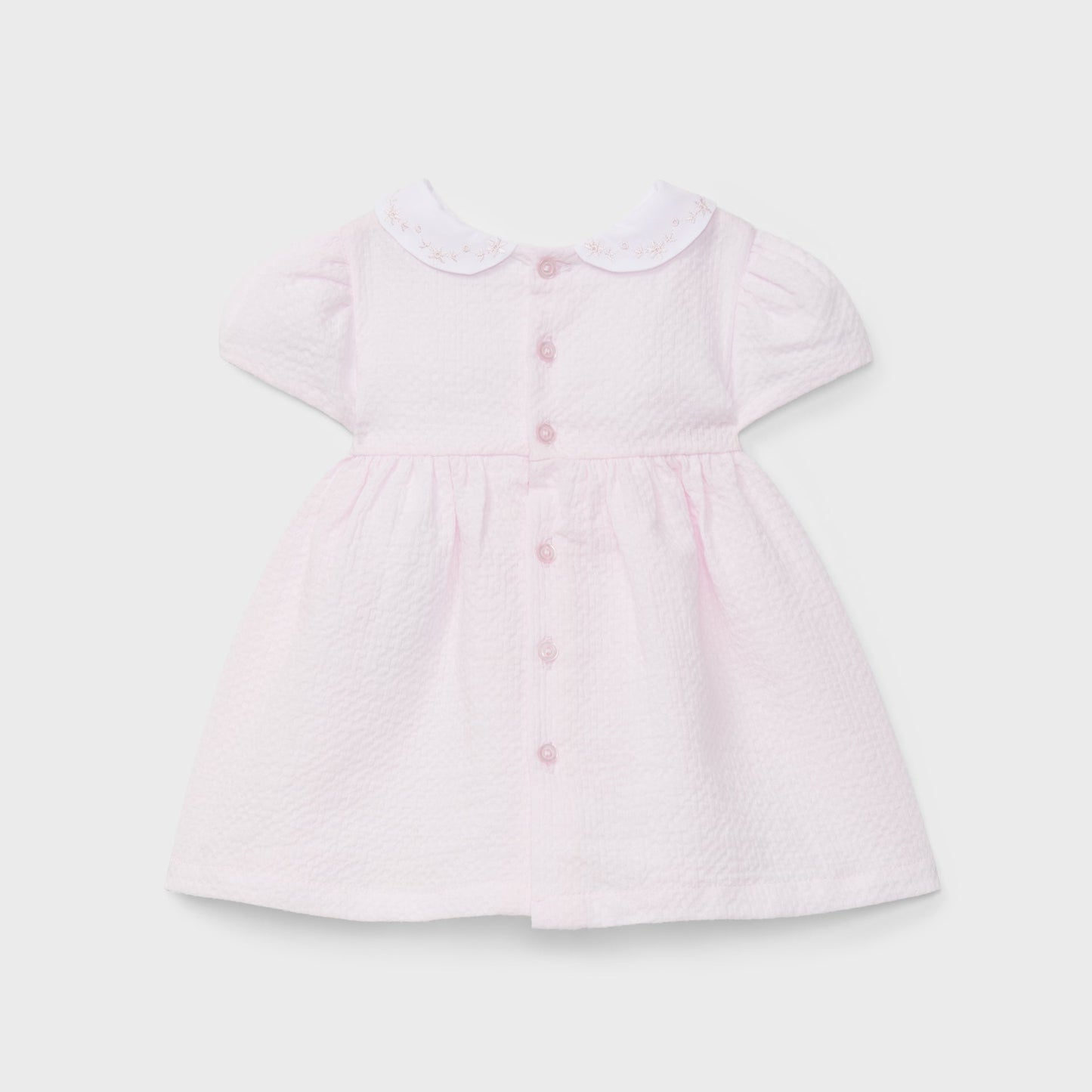 Dr. Kid Pink Seersucker Smocked Dress & Pants Set