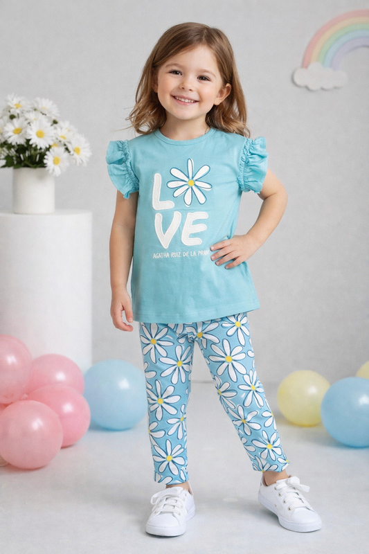Agatha Ruiz de la Prada Blue ‘Love’ Daisy Legging Set