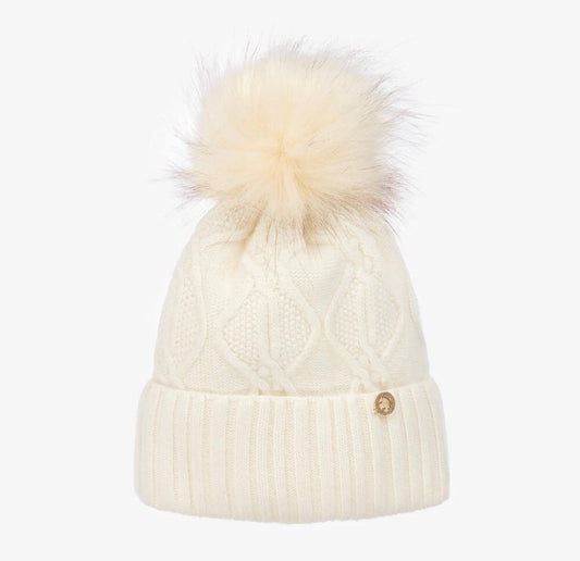 Jamiks Ivory Wool Pom-Pom Hat