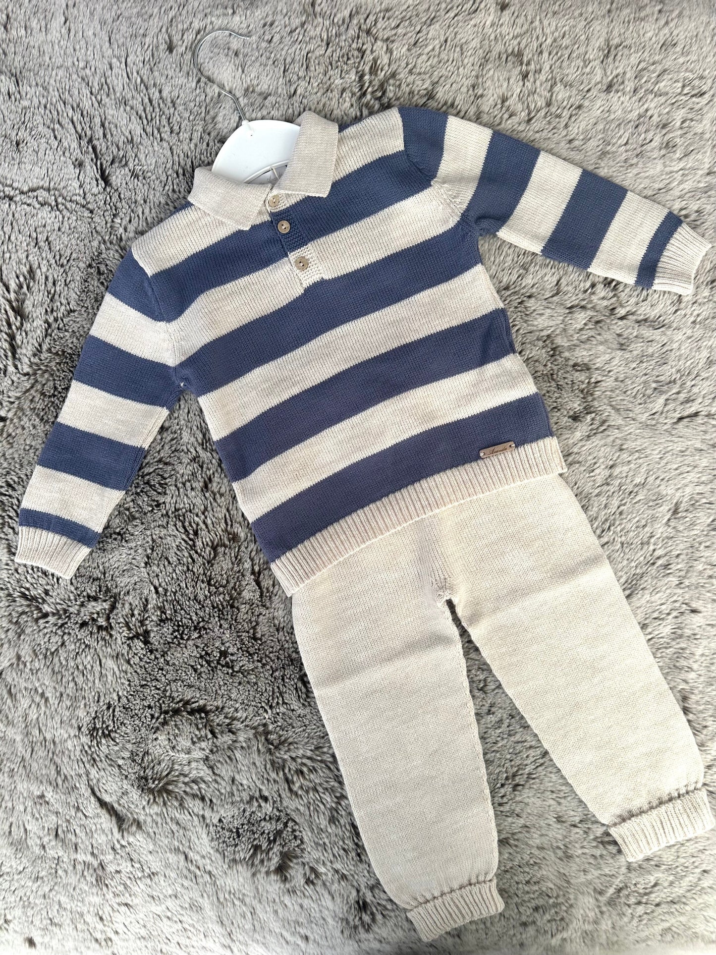 Martin Aranda Boys Blue & Beige Knitted Legging Set
