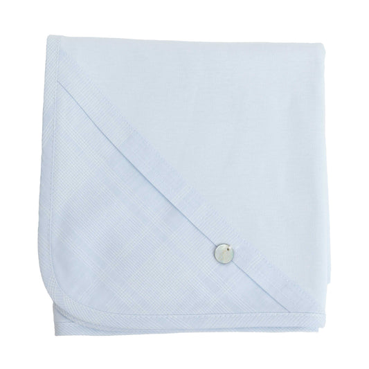 Baby Gi Blue & White Check Trimmed Burp Blanket