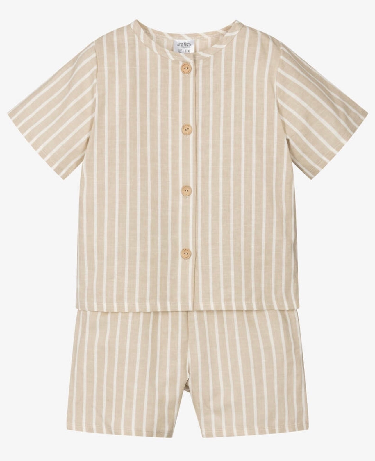 Jamiks Zuriman Beige & White Striped Boys Short Set