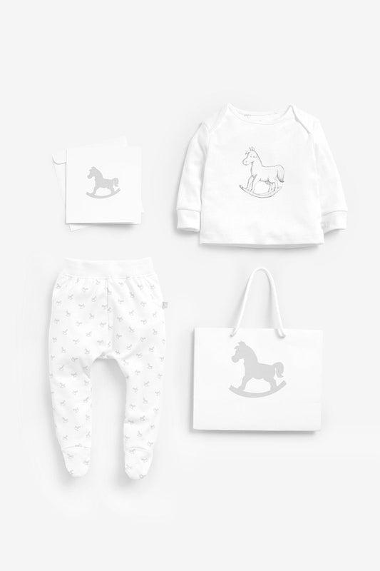 The Little Tailor Top and Pant, Luxury Gift Bag and Card Included - White