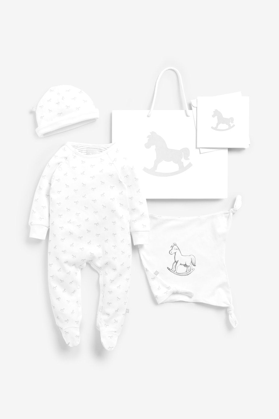 The Little Tailor Super Soft Jersey Sleepsuit, Hat and Comforter Gift Set - White