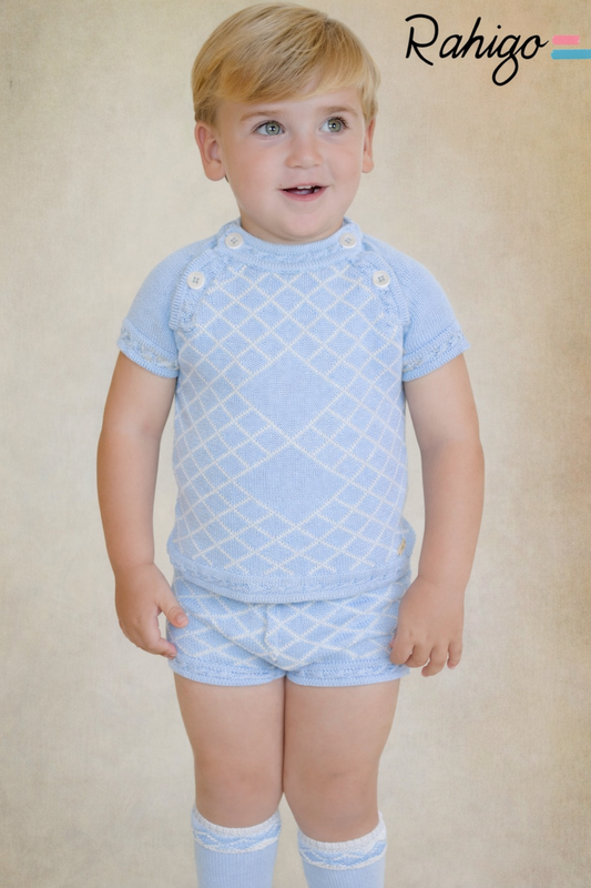 Rahigo Boys Baby Blue & White Top & Shorts Set