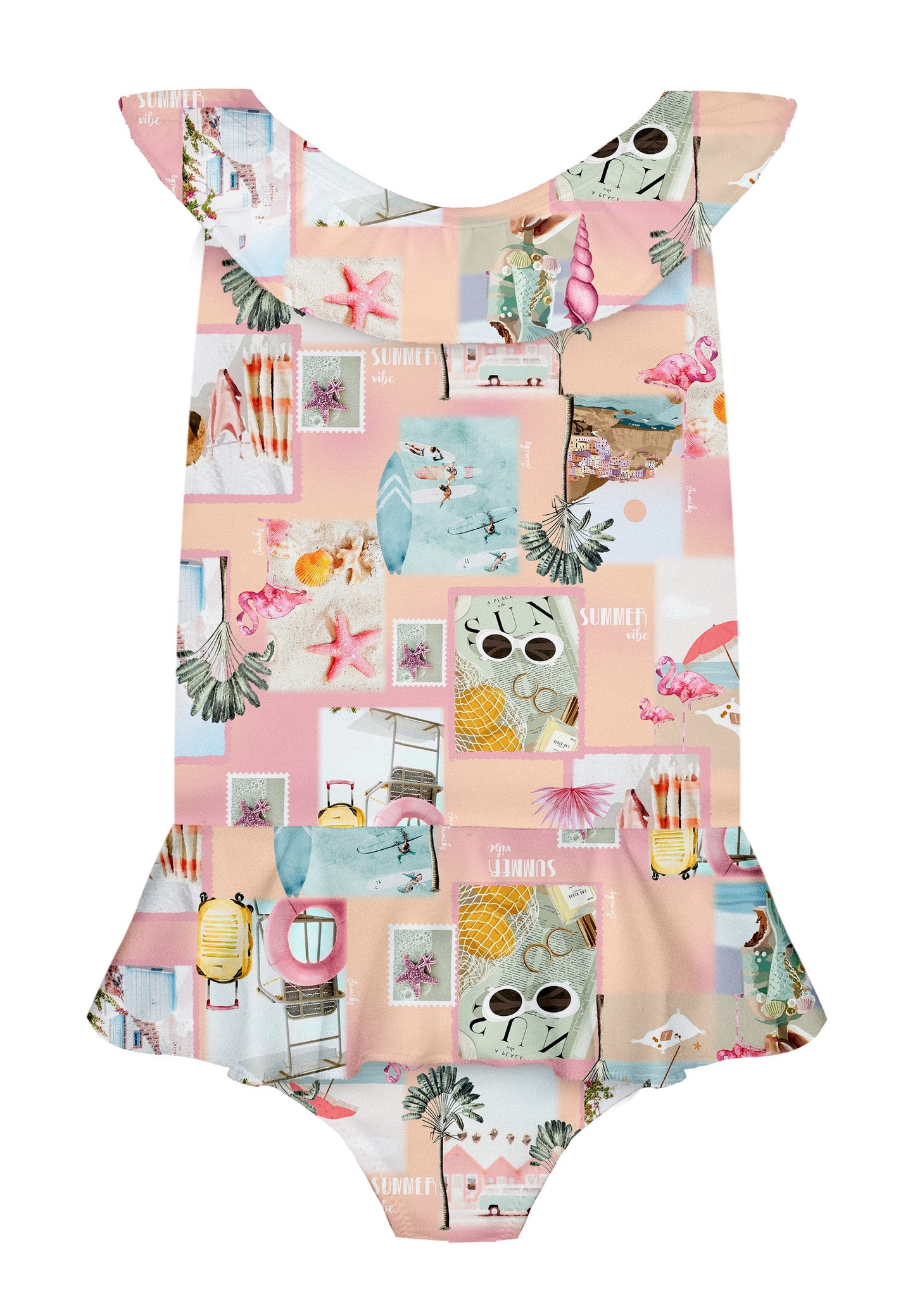 Jamiks Florida Pink Postcard Print Swimsuit