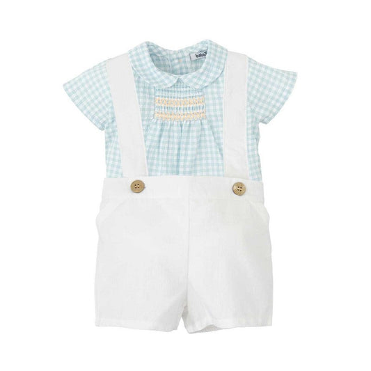 SS24 Babidu White and Turquoise Braced Shorts Set