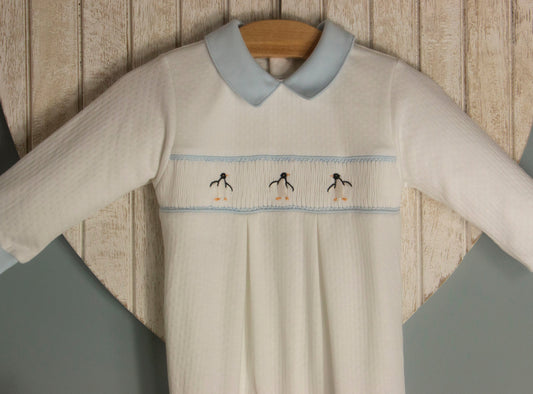 Mini-La-Mode - Penguin Smocked Footsie Jacquard Weave
