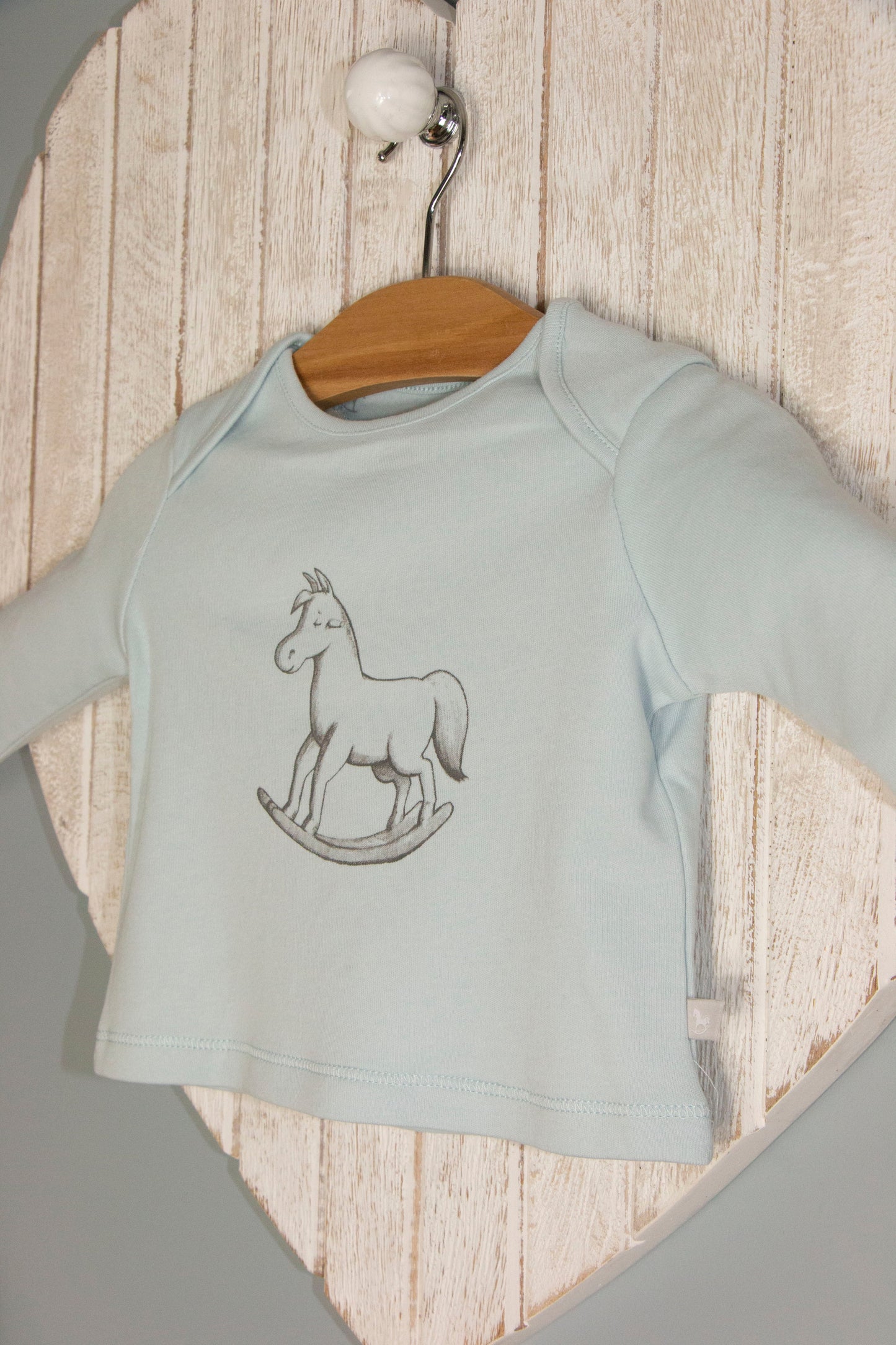 The Little Tailor Super Soft Jersey Chest Print Top - Blue