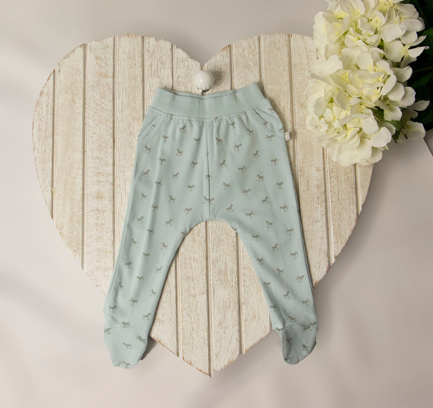 The Little Tailor Comfy Rocking Horse Print Pant - Blue