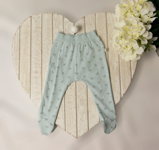 The Little Tailor Comfy Rocking Horse Print Pant - Blue