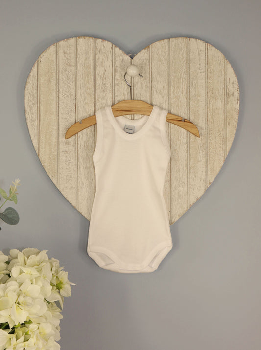 Babidu White Cotton Bodysuit - Sleeveless
