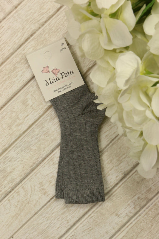Meia Pata Grey Ribbed Knee High Socks