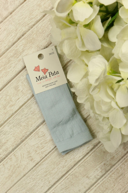 Meia Pata Baby Blue Ribbed Knee High Socks