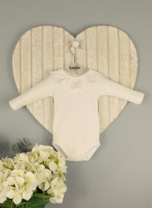 Babidu White Frill Collar Long Sleeved Body