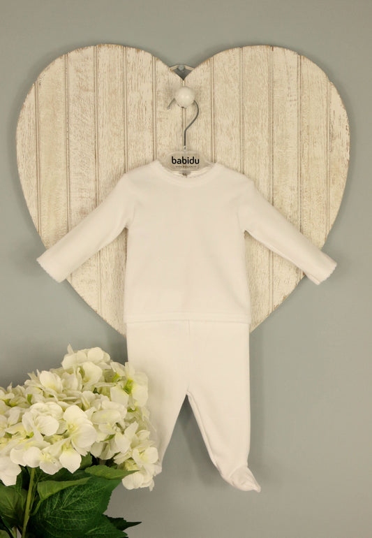 Babidu White 2 Piece Babygrow