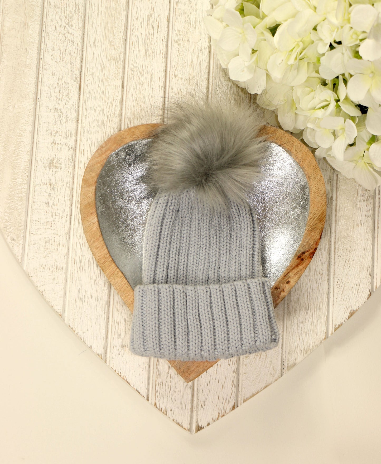 Pom Pom Envy Single Baby Knit Hat - Grey
