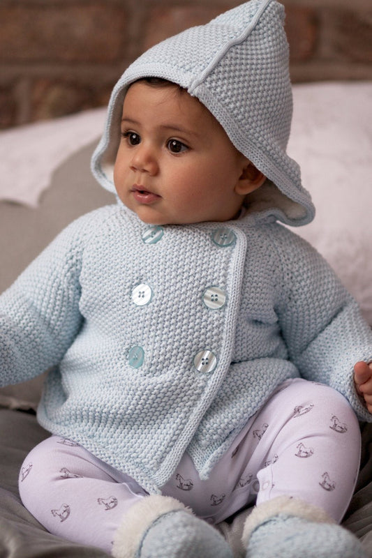 Soft Blue Pram Coat Plush Lined