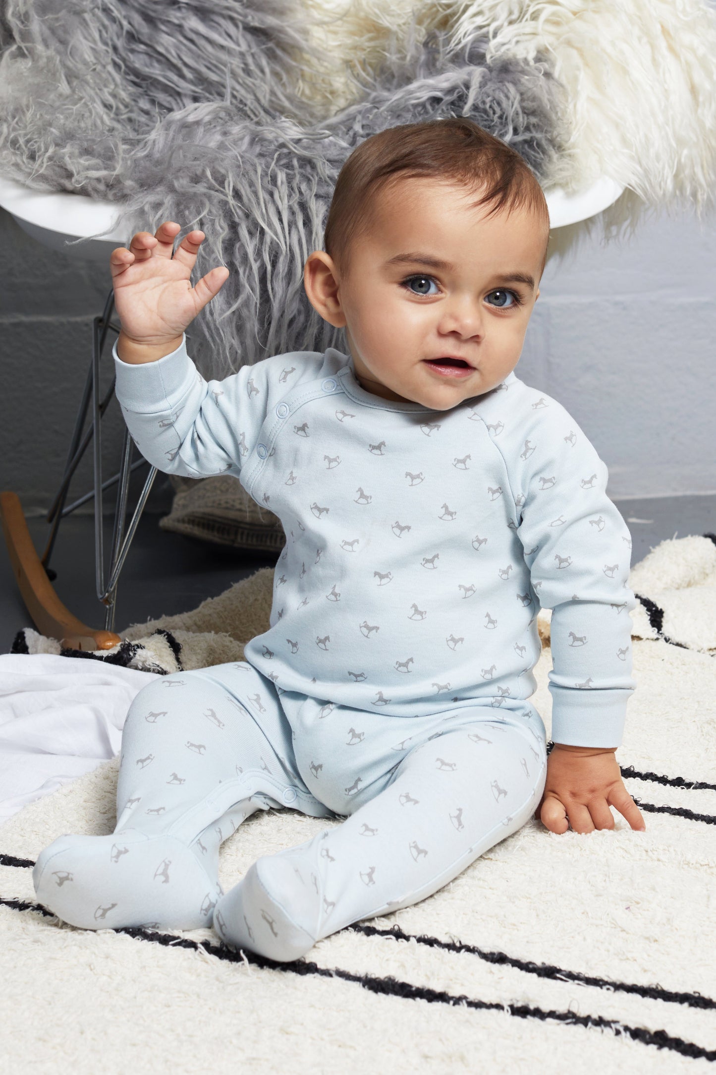 The Little Tailor Blue Super Soft Jersey Sleepsuit