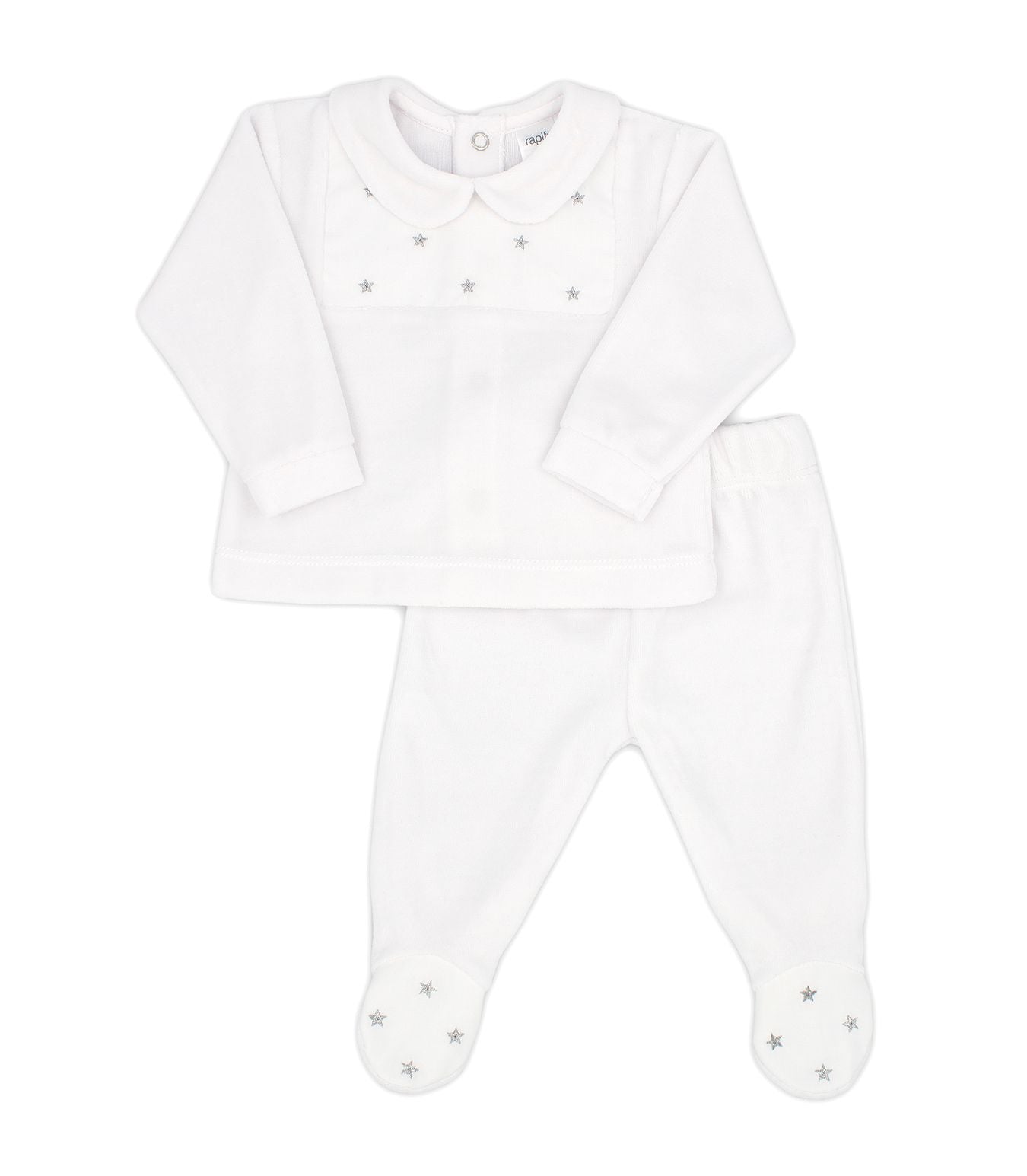 Rapife White Velour 2-Piece Babygrow