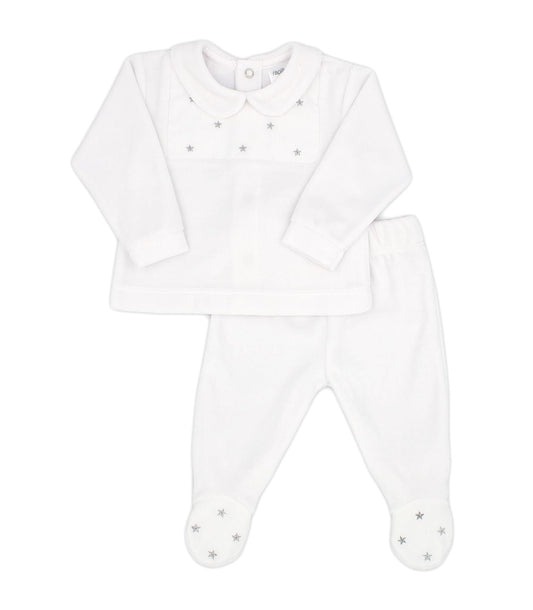 Rapife White Velour 2-Piece Babygrow