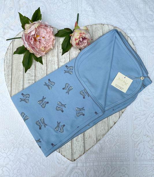 Rachel Riley Blue Bunny Print Shawl