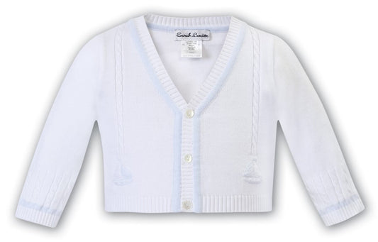 SS23 Sarah Louise White & Pale Blue Cardigan