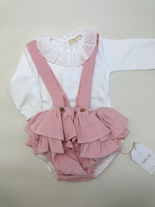 Baby Gi Pale Pink Corduroy Frill Jam Pants