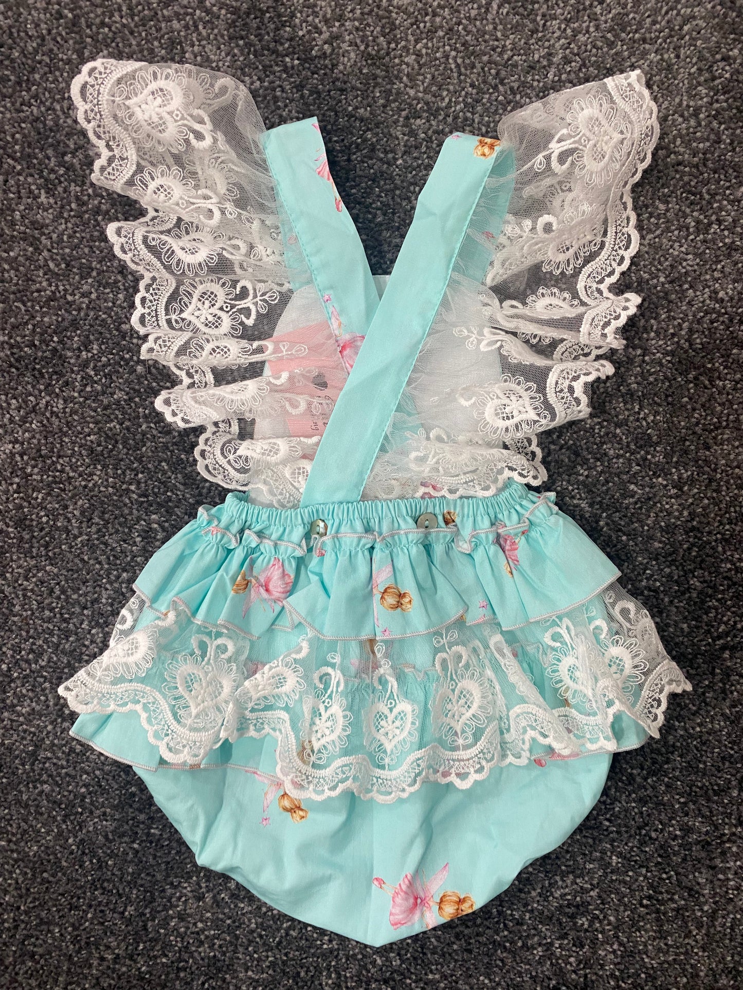 SS23 Phi Clothing Blue & Pink Ballerina Print Romper