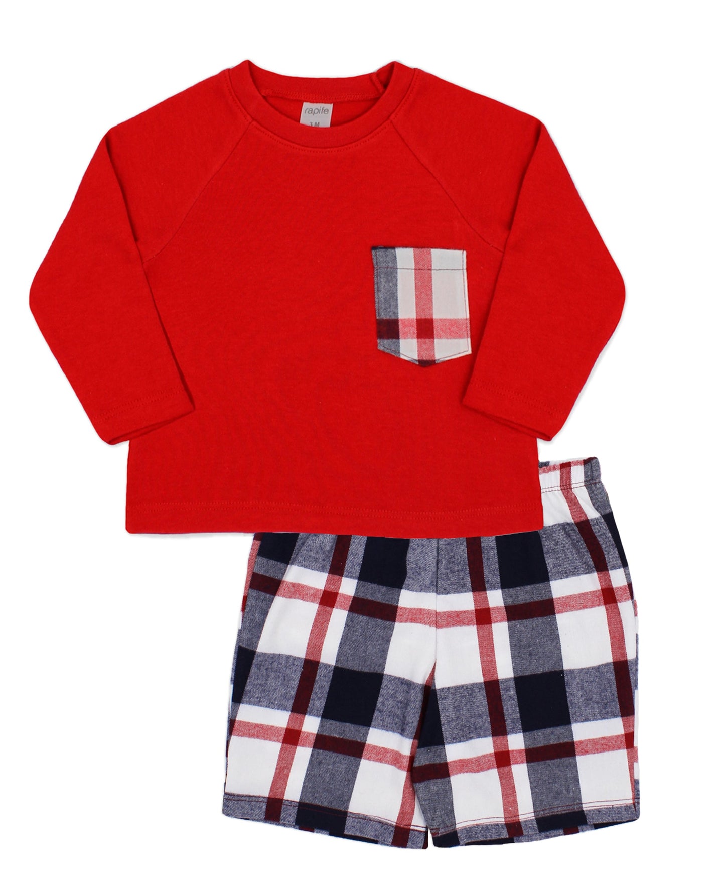 AW23 Rapife Boy’s Red & Navy Checked Shorts Set