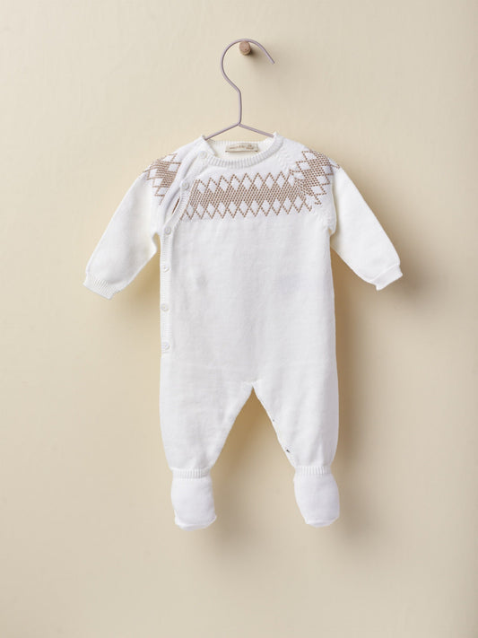SS23 Wedoble White & Pearl Beige Diamond Babygrow
